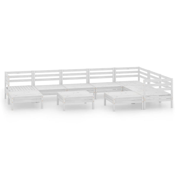 vidaXL 10-piece Garden Lounge Set Solid Pine Wood White