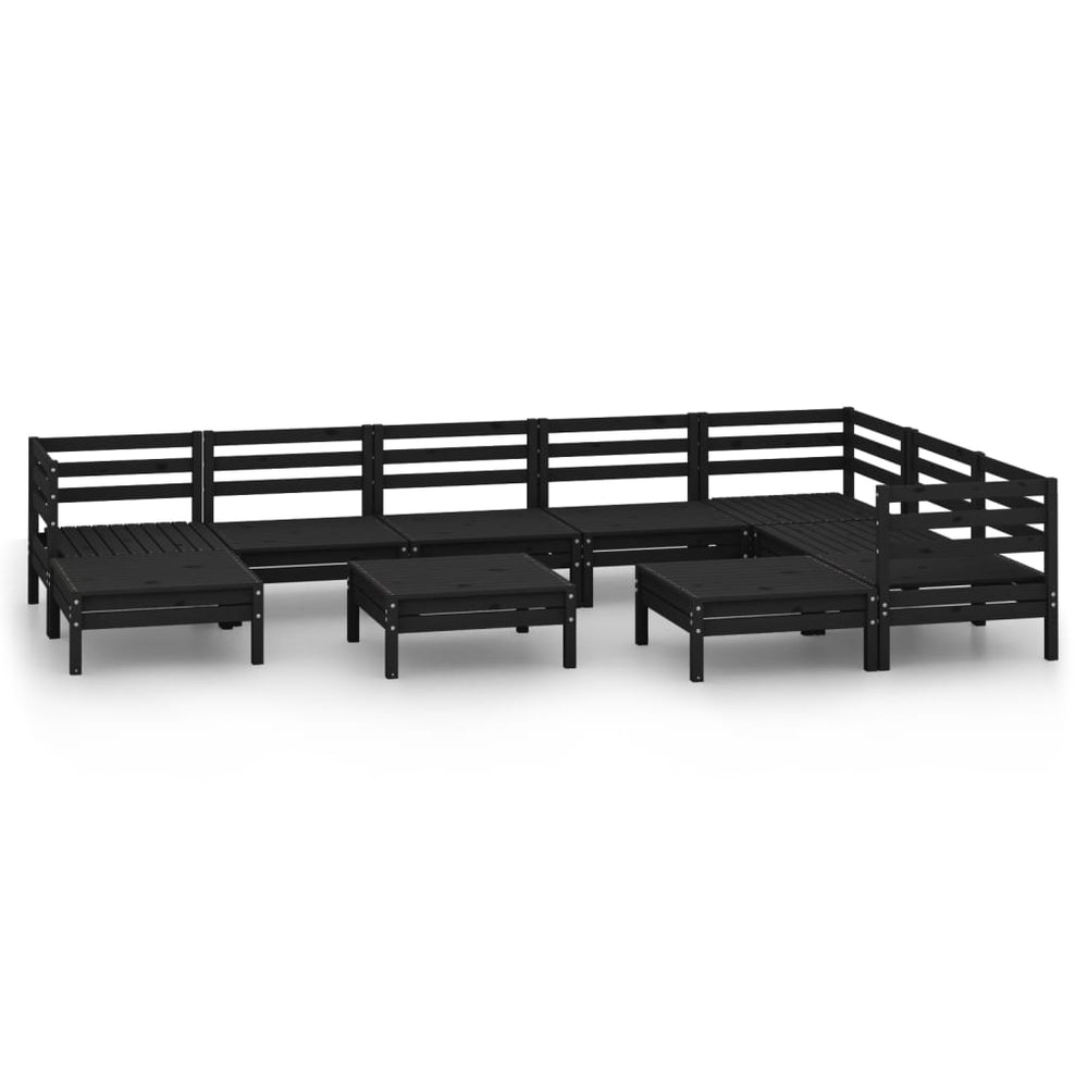 vidaXL 10-Piece Garden Lounge Set Solid Pinewood Black