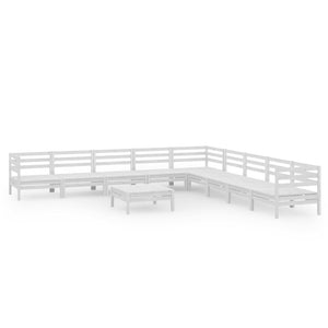 vidaXL 10-piece Garden Lounge Set Solid Pine Wood White
