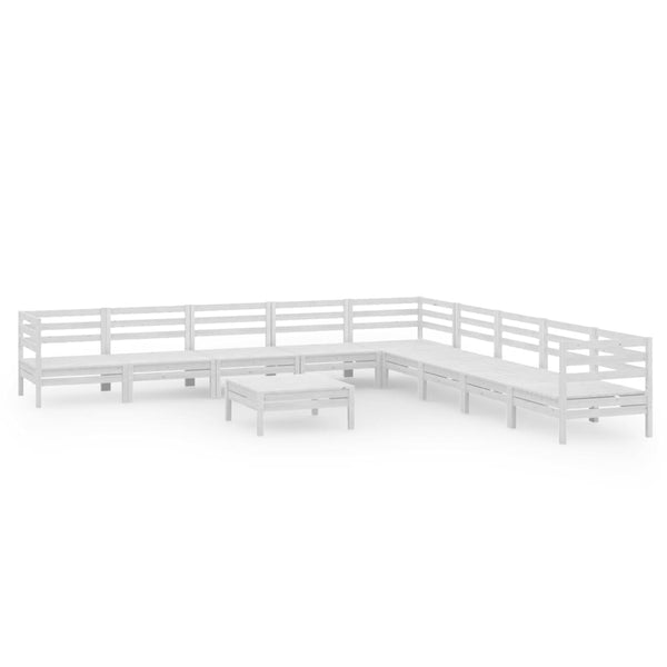 vidaXL 10-piece Garden Lounge Set Solid Pine Wood White
