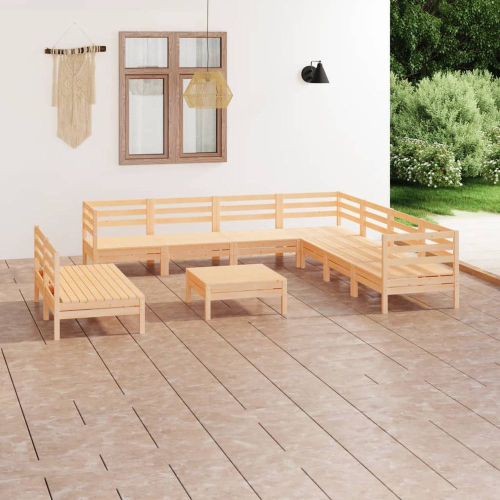 vidaXL 10-Piece Garden Lounge Set Solid Pinewood