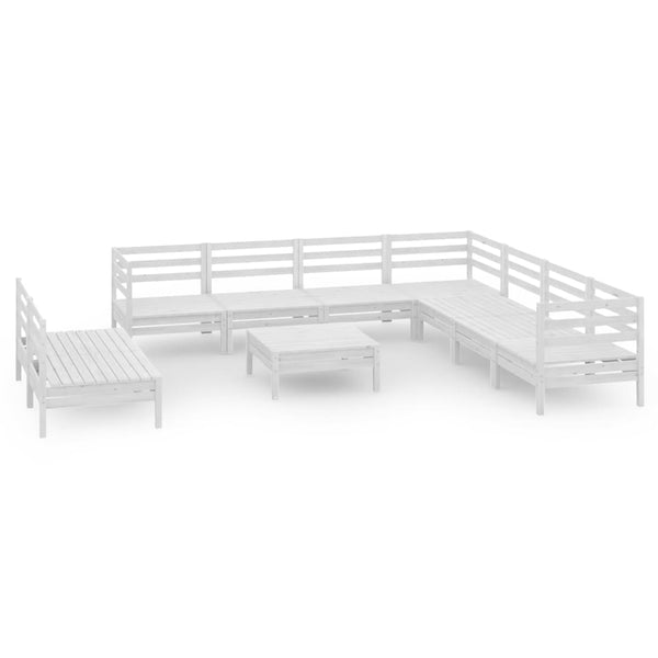 vidaXL 10-piece Garden Lounge Set Solid Pine Wood White