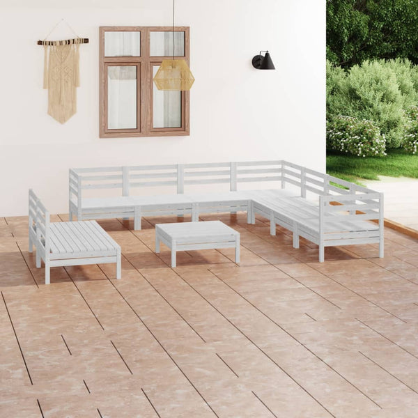 vidaXL 10-piece Garden Lounge Set Solid Pine Wood White