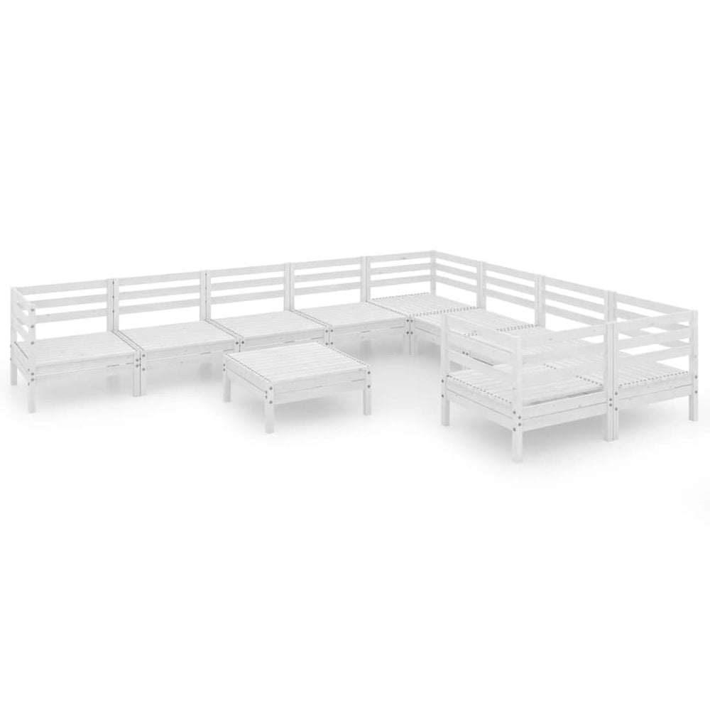 vidaXL 10-piece Garden Lounge Set White Solid Pine Wood