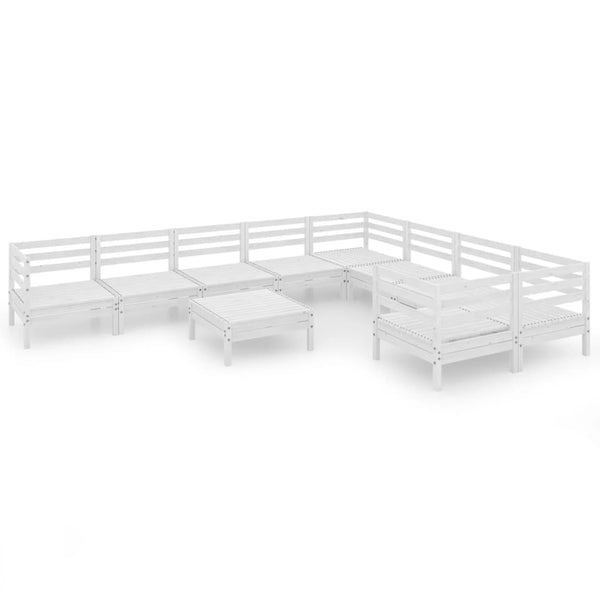 vidaXL 10-piece Garden Lounge Set White Solid Pine Wood