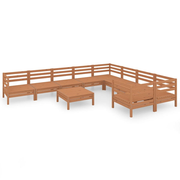 vidaXL 10-Piece Garden Lounge Set Honey Brown Solid Pine Wood