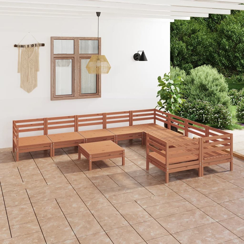 vidaXL 10-Piece Garden Lounge Set Honey Brown Solid Pine Wood