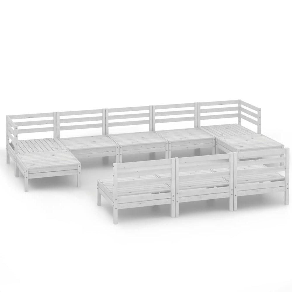 vidaXL 10-piece Garden Lounge Set White Solid Pine Wood
