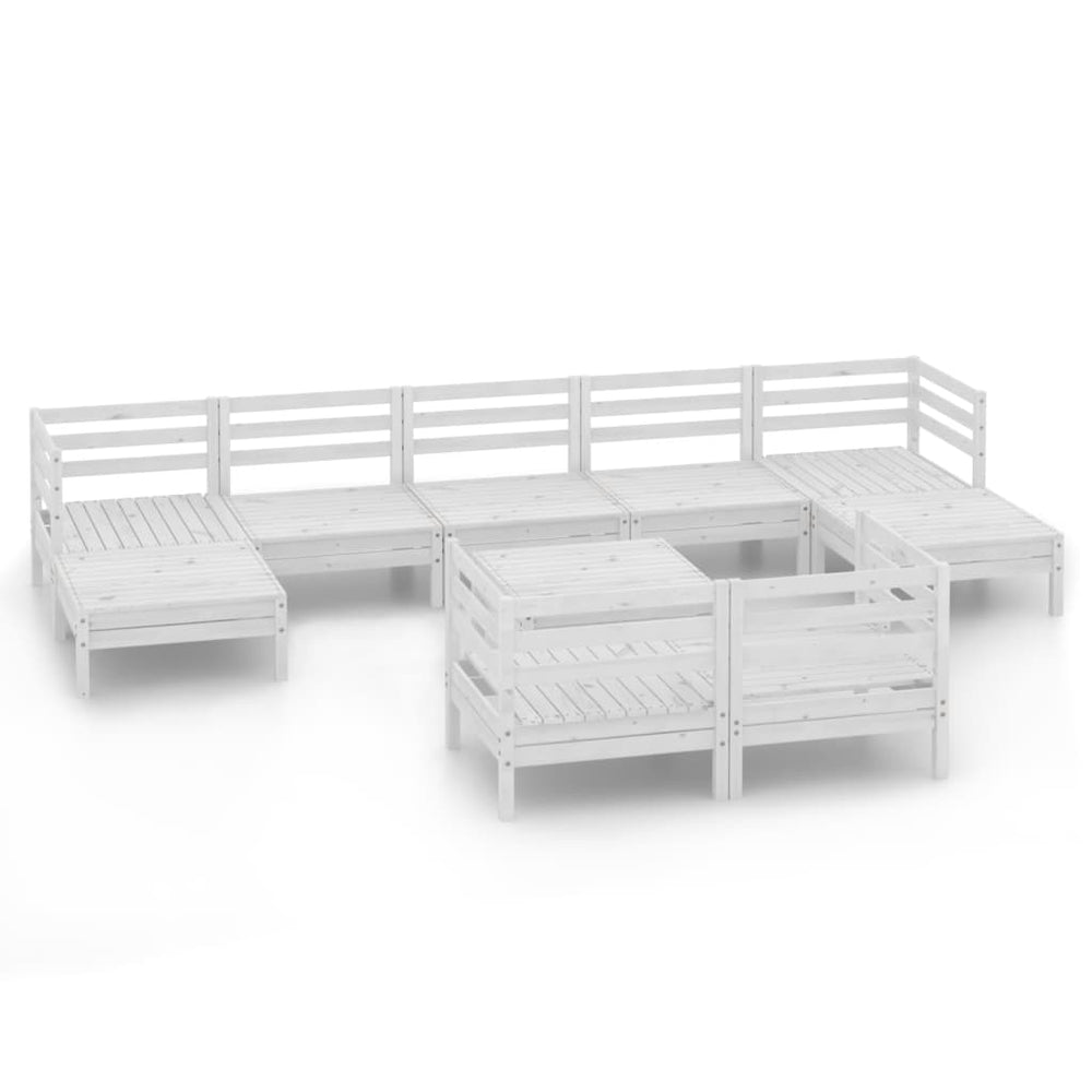 vidaXL 10-piece Garden Lounge Set White Solid Pine Wood