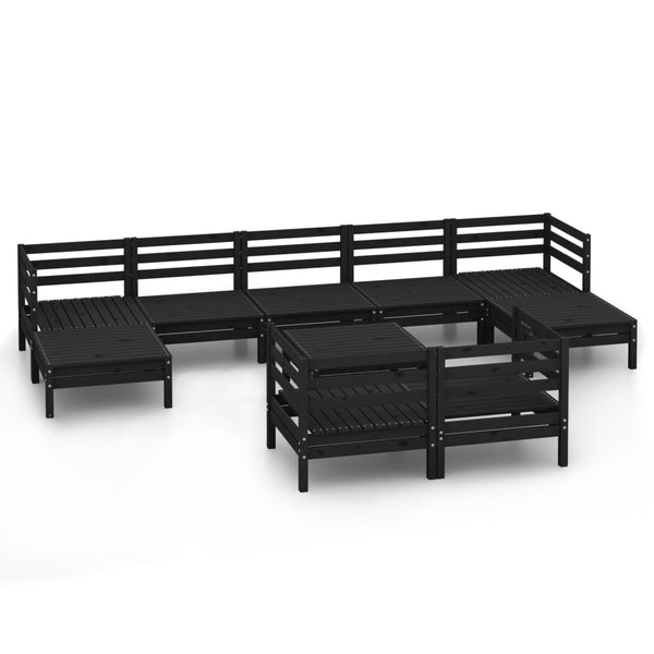 vidaXL 10-piece Garden Lounge Set Black Solid Pine Wood