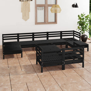 vidaXL 10-piece Garden Lounge Set Black Solid Pine Wood