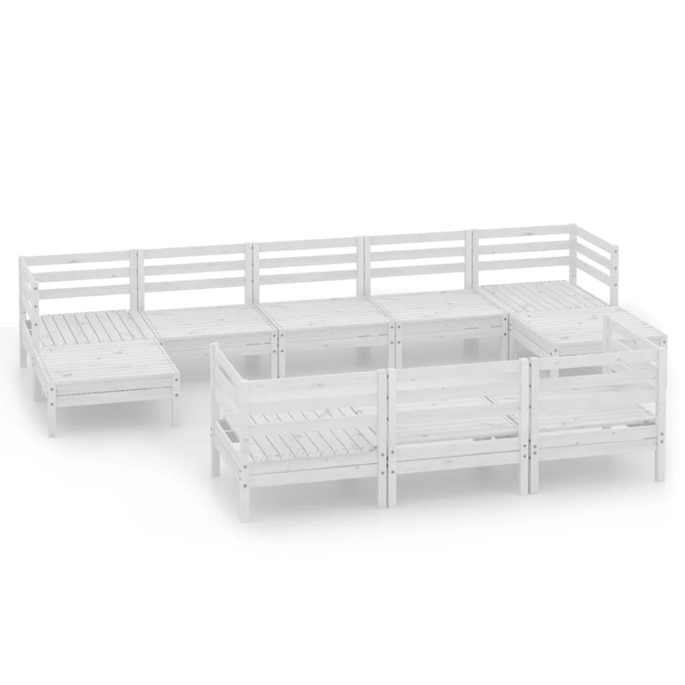 vidaXL 10-piece Garden Lounge Set White Solid Pine Wood