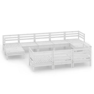 vidaXL 10-piece Garden Lounge Set White Solid Pine Wood
