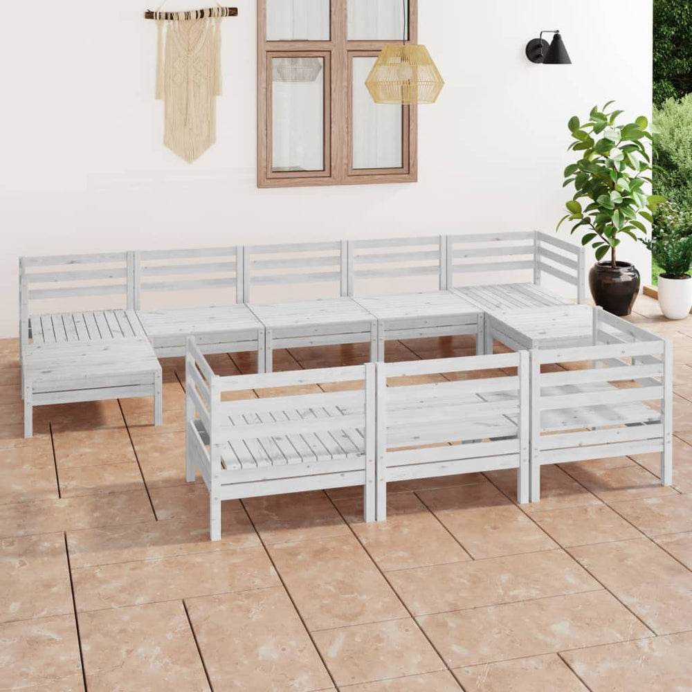 vidaXL 10-piece Garden Lounge Set White Solid Pine Wood