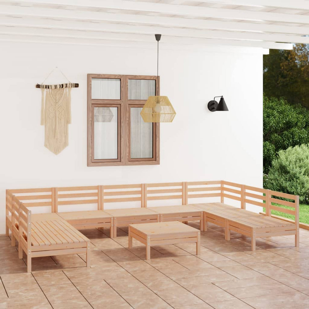 vidaXL 10-Piece Garden Lounge Set Solid Pinewood