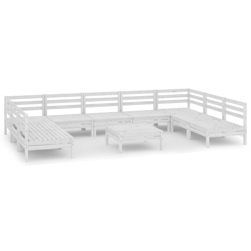vidaXL 10-piece Garden Lounge Set White Solid Pine Wood