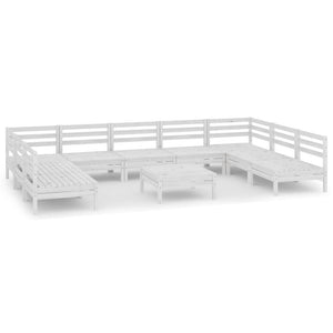 vidaXL 10-piece Garden Lounge Set White Solid Pine Wood