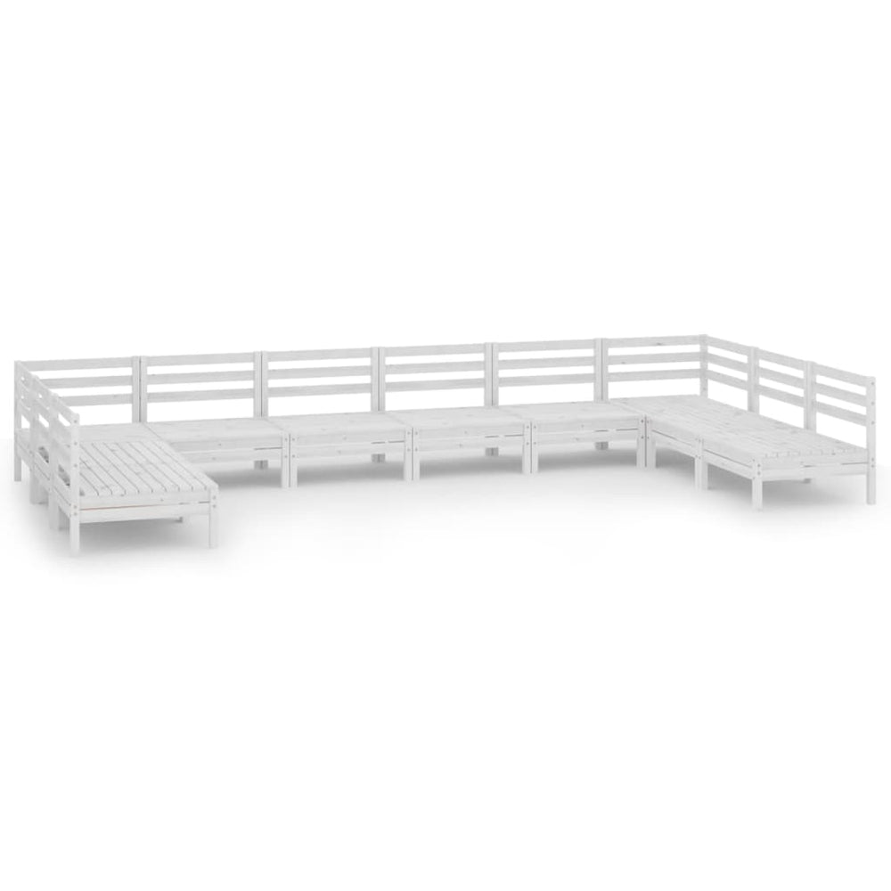 vidaXL 10-piece Garden Lounge Set White Solid Pine Wood