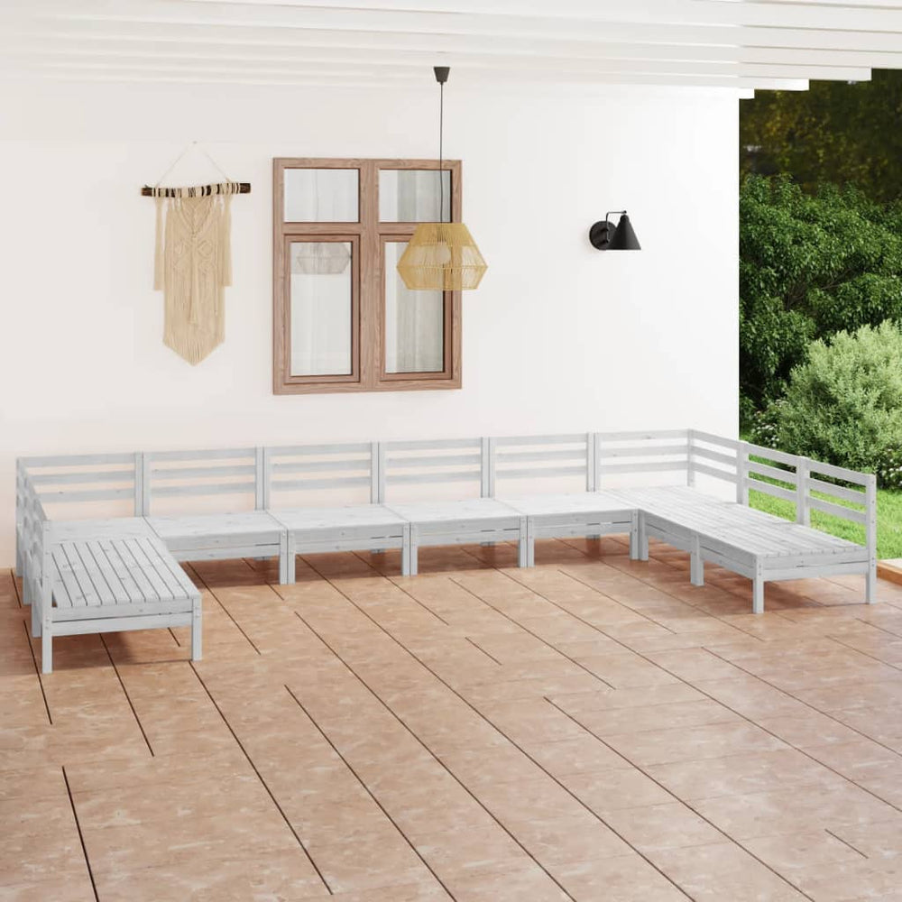 vidaXL 10-piece Garden Lounge Set White Solid Pine Wood