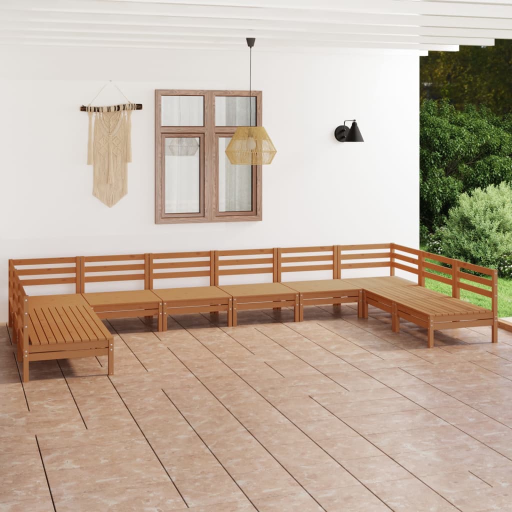 vidaXL 10-Piece Garden Lounge Set Honey Brown Solid Pine Wood