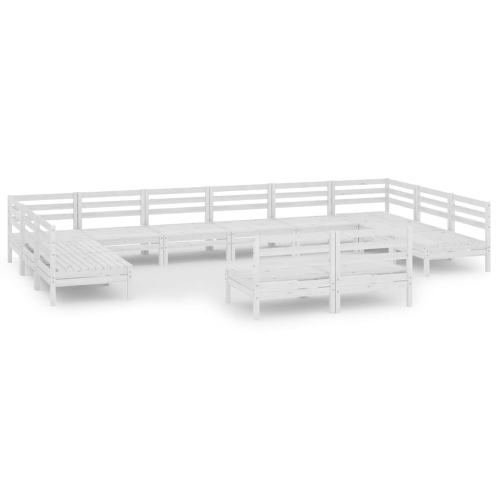 vidaXL 12-Piece Garden Lounge Set White Solid Pine Wood