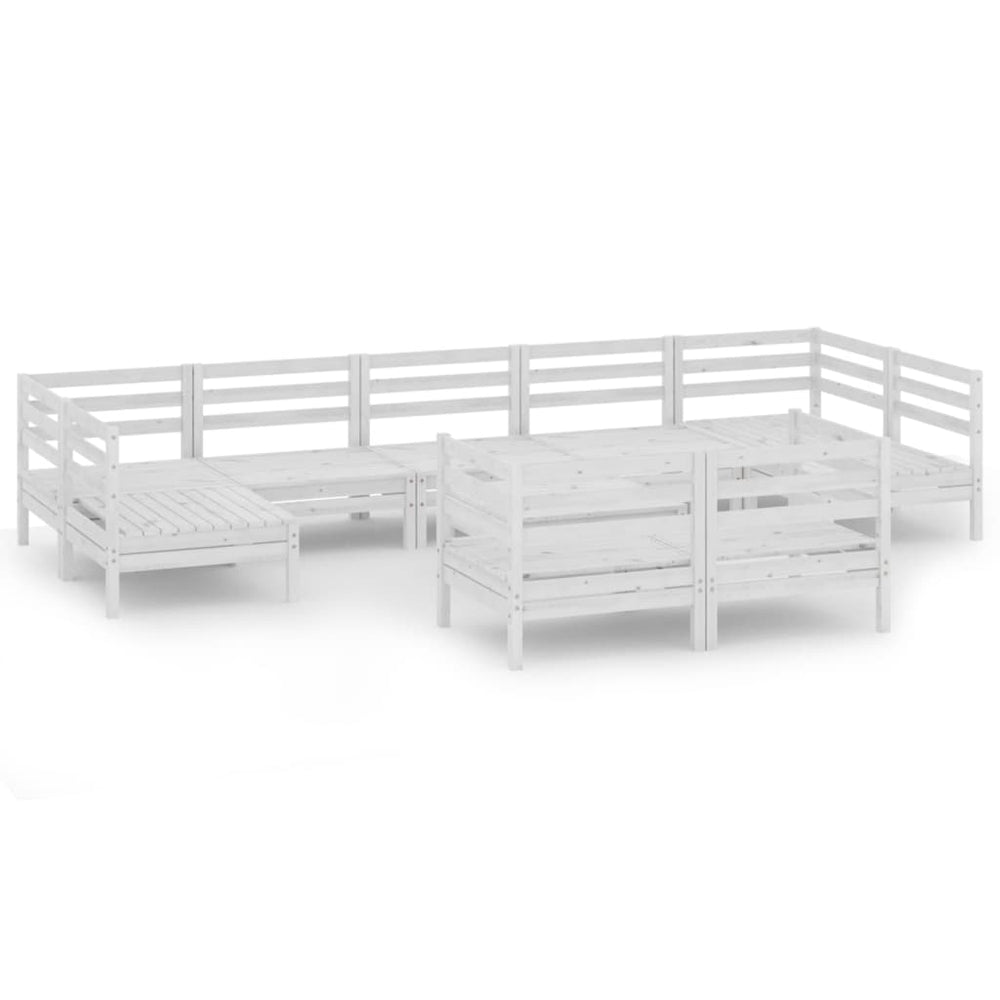 vidaXL 10-piece Garden Lounge Set White Solid Pine Wood