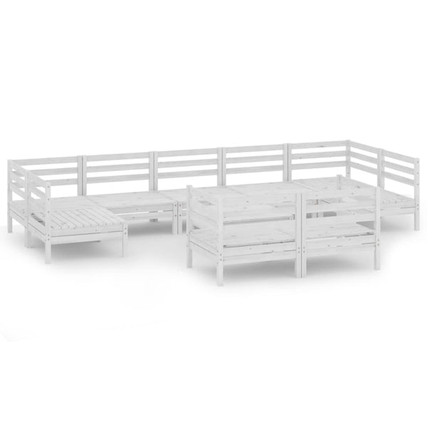 vidaXL 10-piece Garden Lounge Set White Solid Pine Wood