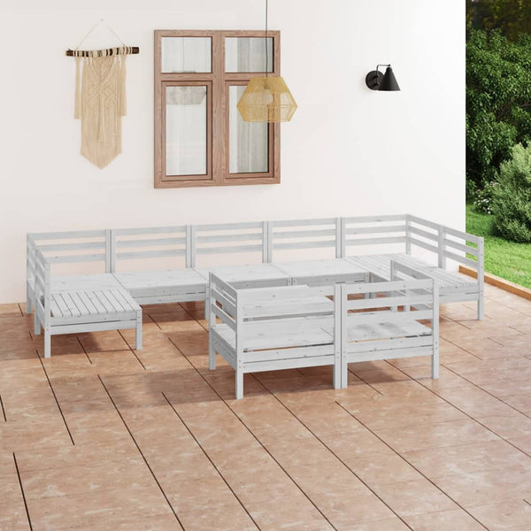 vidaXL 10-piece Garden Lounge Set White Solid Pine Wood
