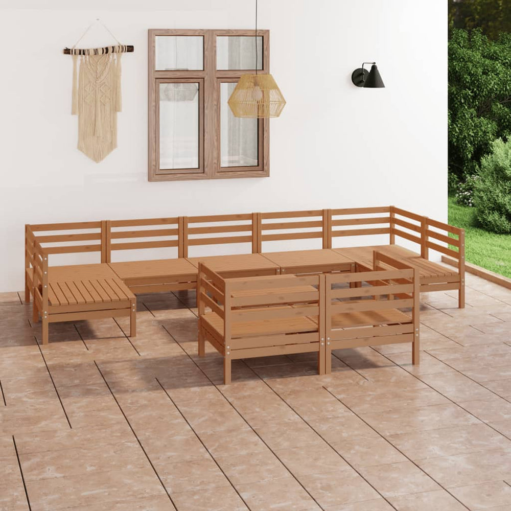 vidaXL 10-Piece Garden Lounge Set Honey Brown Solid Pine Wood
