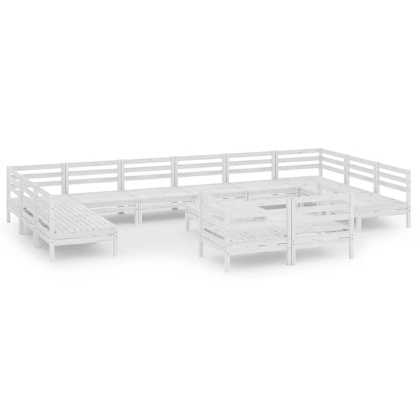vidaXL 13-Piece Garden Lounge Set White Solid Pine Wood