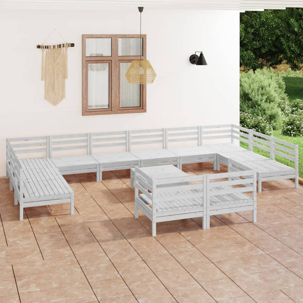 vidaXL 13-Piece Garden Lounge Set White Solid Pine Wood