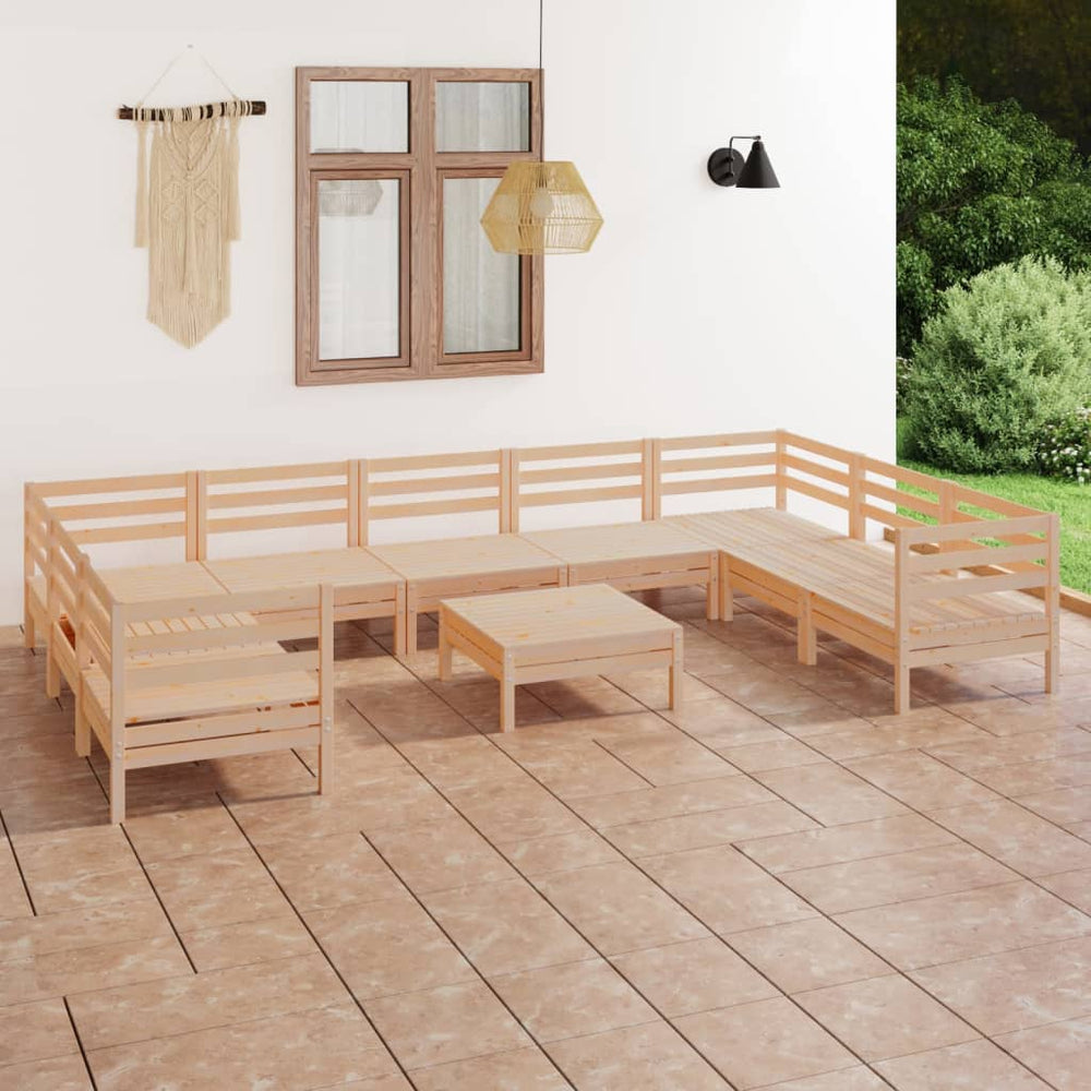 vidaXL 10-Piece Garden Lounge Set Solid Pinewood