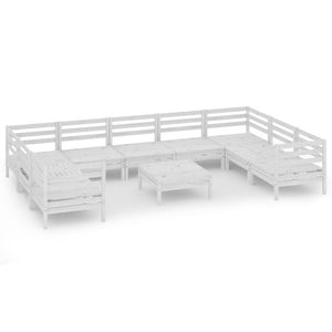 vidaXL 10-piece Garden Lounge Set White Solid Pine Wood