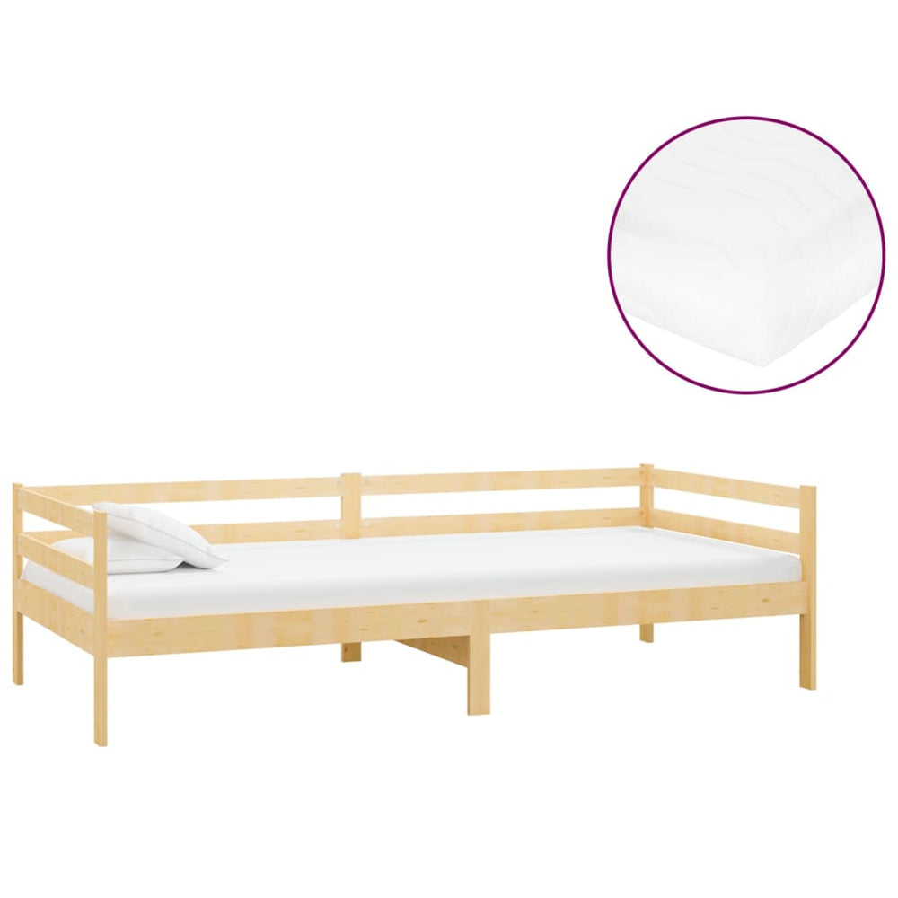 vidaXL Day Bed with Mattress 90x200 cm Solid Pine Wood