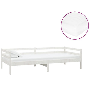 vidaXL Day Bed with Mattress 90x200 cm White Solid Pine Wood