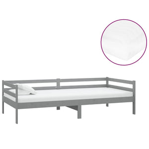 vidaXL Day Bed with Mattress 90x200 cm Grey Solid Pine Wood