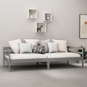 vidaXL Day Bed with Mattress 90x200 cm Grey Solid Pine Wood