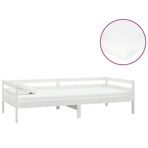 vidaXL Day Bed with Mattress 90x200 cm White Solid Pine Wood