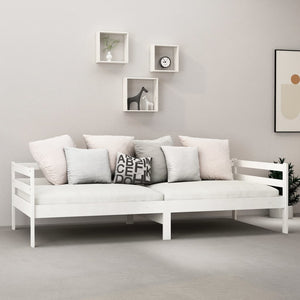 vidaXL Day Bed with Mattress 90x200 cm White Solid Pine Wood