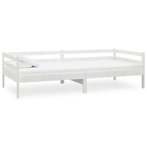 vidaXL Day Bed with Mattress 90x200 cm White Solid Pine Wood
