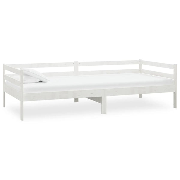 vidaXL Day Bed with Mattress 90x200 cm White Solid Pine Wood