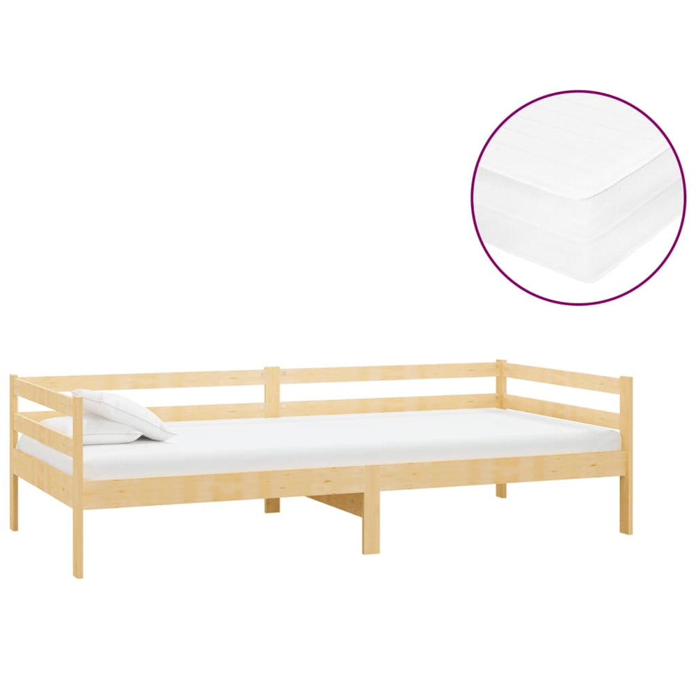 vidaXL Day Bed with Mattress 90x200 cm Solid Pine Wood