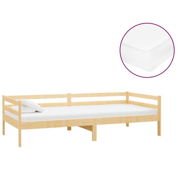 vidaXL Day Bed with Mattress 90x200 cm Solid Pine Wood
