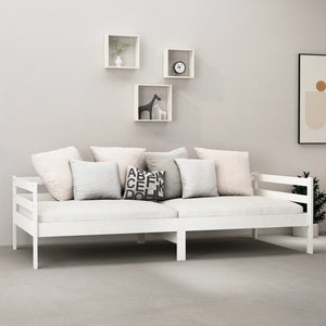 vidaXL Day Bed with Mattress 90x200 cm White Solid Pine Wood