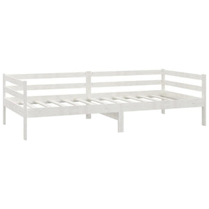 vidaXL Day Bed with Mattress 90x200 cm White Solid Pine Wood