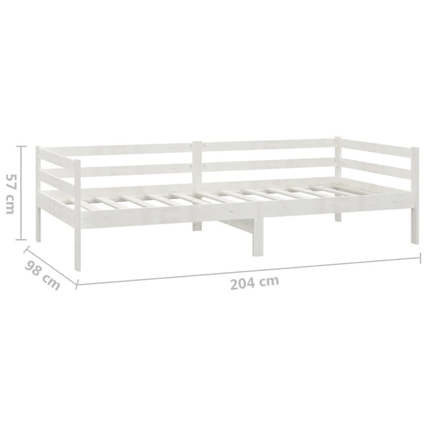 vidaXL Day Bed with Mattress 90x200 cm White Solid Pine Wood