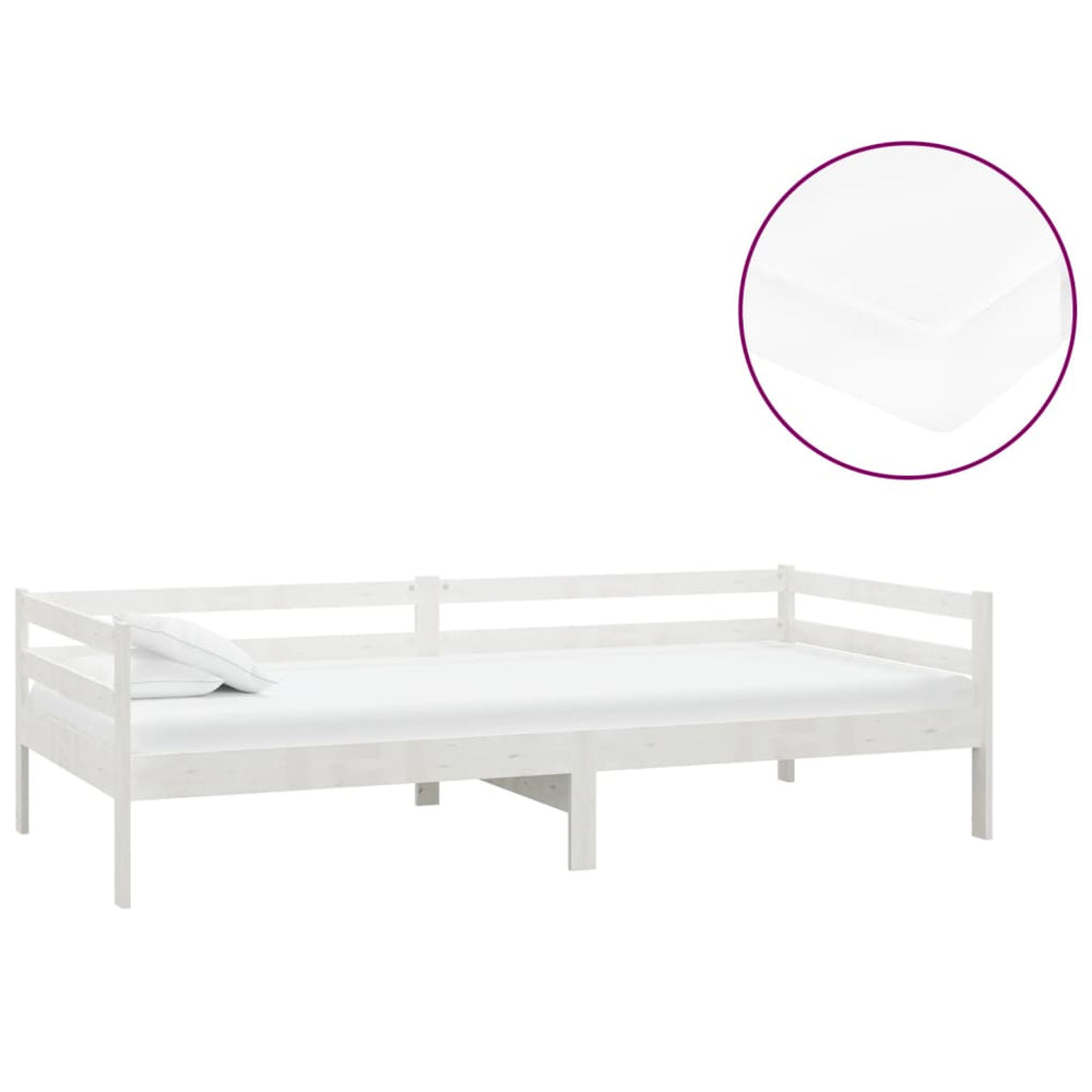 vidaXL Day Bed with Mattress 90x200 cm White Solid Pine Wood