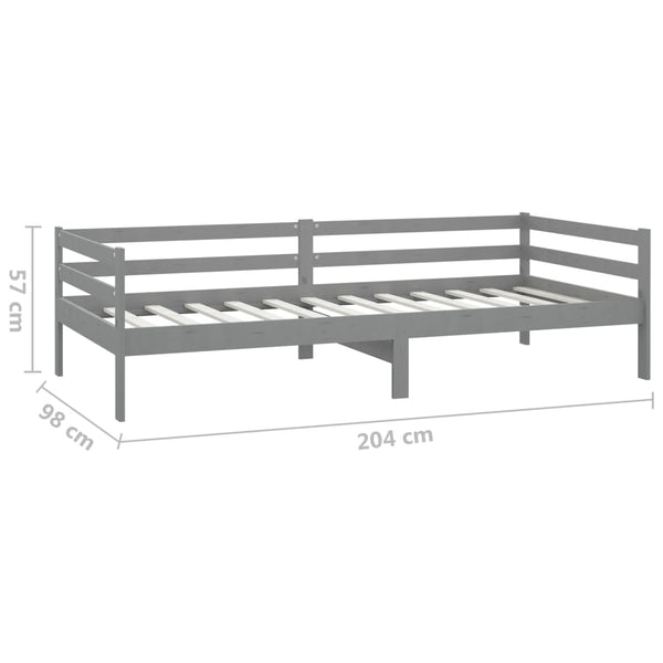 vidaXL Day Bed with Mattress 90x200 cm Grey Solid Pine Wood