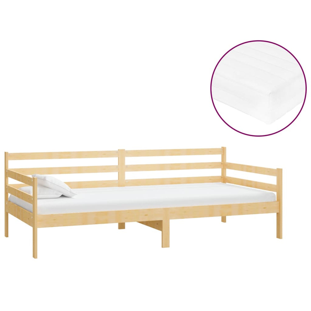 vidaXL Day Bed with Mattress 90x200 cm Solid Pine Wood