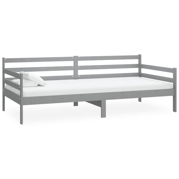 vidaXL Day Bed with Mattress 90x200 cm Grey Solid Pine Wood
